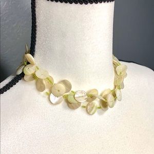 Vintage Art Deco Mother Of Pearl Disc Necklace